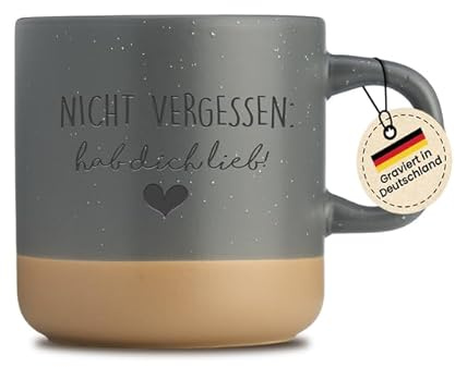 LIEBTASTISCH Nicht vergessen, ich hab dich lieb - Geschenk für Mama, Schwester, Freundin, Tochter, Frau - Geburtstagsgeschenk - Kaffeetasse - Becher - Grau