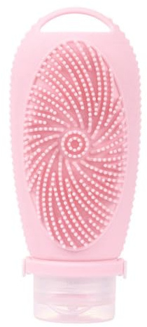 Rersduyt Silicone Travel Refillable Bottle Set with Cleansing Brush - Portable Shampoo and Lotion Containers, E