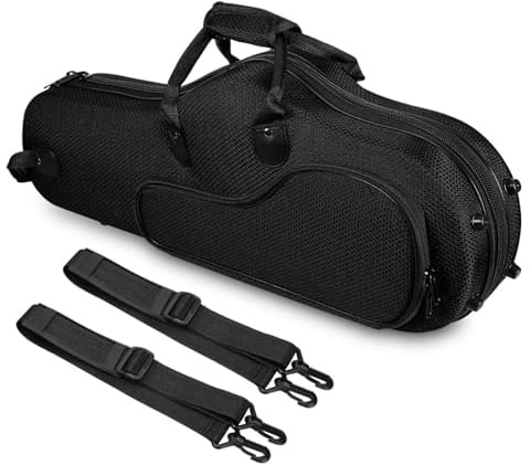 Altsaxophon Tasche aus Oxford in Schwarz mit Großem Fassungsvermögen | Abnehmbare, Verstellbare Träger, für Musikstudios und Schulen, Tragbar im Alltag