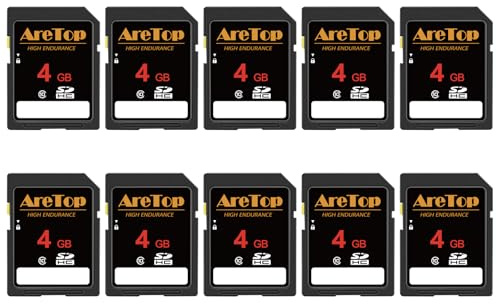 SD-Karte, 4 GB, 10 Stück, AreTop Klasse 10, SDHC-Speicherkarte | 10 Stück 4 GB Video Secure Digitalkarten für Kameras; mit 10 Mini-Hüllen und 1 SD-Adapter
