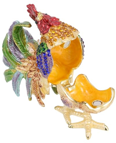 TOYANDONA Schmuckkästchen Kleiner Schmuckorganizer Vintage in Form Eines Hahns aus Legierung zum Schutz und Aufbewahrung von Ringen Halsketten und Ohrringen als Elegante Kommodendekoration