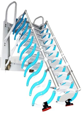 PUZYI Scala Retrattile Scala telescopica elettrica in Lega di Alluminio forgiato, Scala for soffitta Senza corrimano, Scala Pieghevole da Parete for Uso Domestico Scala per soffitta(Blauw,2~2.5m)