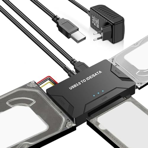 Pixelure 5Gbps USB3.0 a SATA IDE Adattatore per Disco Rigido Convertitore SATA&IDE, Adattatore USB3.0 IDEeSATA per Unità HDD o SSD da 2,5 e 3,5 Pollici, CD-ROM, CD-RW, DVD-RW