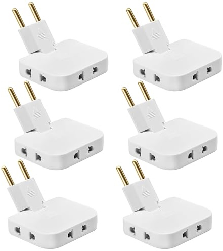 RNPKZ Flachstecker Mehrfachsteckdose, 6 Stück Steckdosenadapter Flach mit 3 Adapter, Flacher Stecker Steckdose mit 180°-Drehgelenk, Tragbar Steckdosenverteiler Fach für Zuhause, Büro, Reisen (Weiß)