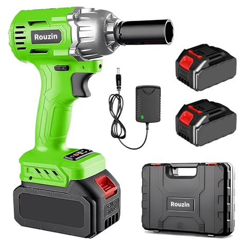 Rouzin Akku Schlagschrauber Bürstenlos mit 2×4000mAh Akku, 700Nm Drehmoment, LED-Licht, Elektrischer Schlagschrauber für Auto, Reifenwechsel & Heimwerken