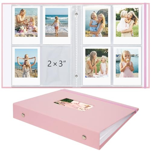 Vienrose Album Fotografico Polaroid Album per Foto Fujifilm Instax Mini Film, Compatibile Mini 12 11 9 & Polaroid Snap, 104 Tasche, fino a 208 Foto, Rosa | Polaroid - Album fotografico a 104 tasche, rilegato in tessuto, fujifilm instax mini