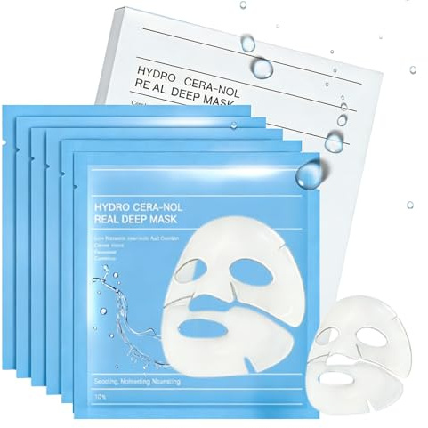 Mascarilla Facial de Colageno, Mascarillas Faciales, Face Collagen Mask Hidratante y Humectante, Mascara Facial Iluminar la Tez, Mascarilla Cara Reducir las Líneas de Expresión, 6Pcs