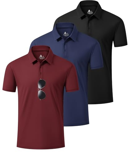 ZITY 3 Pack Mens Polo Shirts Short Sleeve Lightweight Breathable Outdoor Golf Polo Adult Shirt Men Summer Casual Work Sport Basic Tshirt Tops