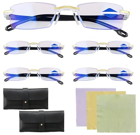 5 Stück Intelligente Zoom Brille Automatische Fokuseinstellung, Intelligente Brille für Damen und Herren, Leicht und Komfortabel und Leicht zu lesen, Multifokale Lesebrille, Anti Blaulicht Lesebrille