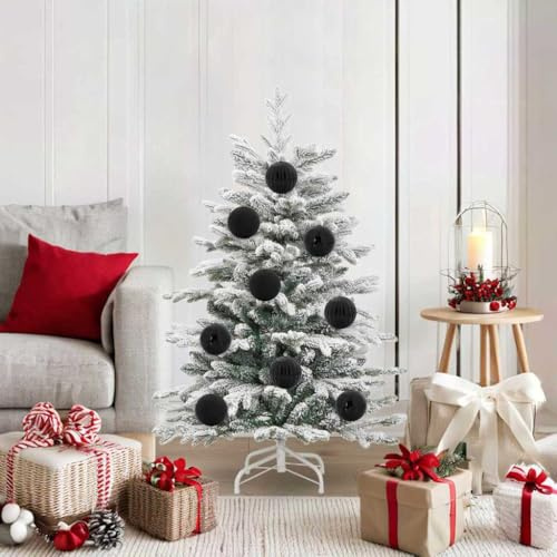 LoogCape Weihnachtsbaumkugel Set XL 15 Stück Schwarz Kunststoff Dekor für festliche Weihnachten moderne minimalistische Deko für Tannenbaum, Advent, Heiligabend und festliche Anlässe
