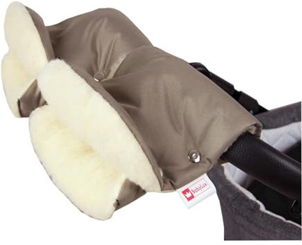 BABYLUX MUFF Handmuff PLÜSCH/WOLLE Handwärmer für Kinderwagen Buggy Handschuh 2 Stück (16. Khaki)