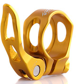 Upanbike Fahrradsattelstützen-Klemme aus Aluminiumlegierung, hohler Schnellspanner, 31,8 mm, 34,9 mm, runder Clip, gold, 31,8 mm