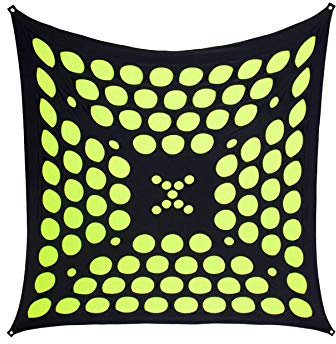 PSYWORK Schwarzlicht Segel Spandex | 3D Neon Space Dots Black | Grün | 3 x 3m | UV-aktiv | leuchtend | Wandtuch Wandbehang Stoff Neon Deko Party Tuch Tapestry Poster Psy Goa