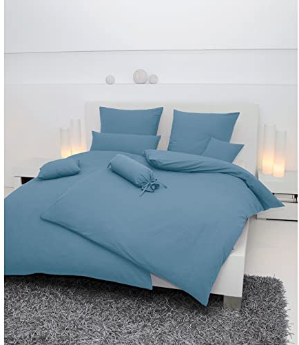 Janine Design Mako-Soft-Seersucker Bettwäsche denimblau Bezug für Nackenrolle einzeln 15x40 cm