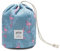 Make-up Taschen für Frauen, wasserdichte runde Reise Kordelzug Make Up Organizer Kosmetiktasche (A Flamingoblau)