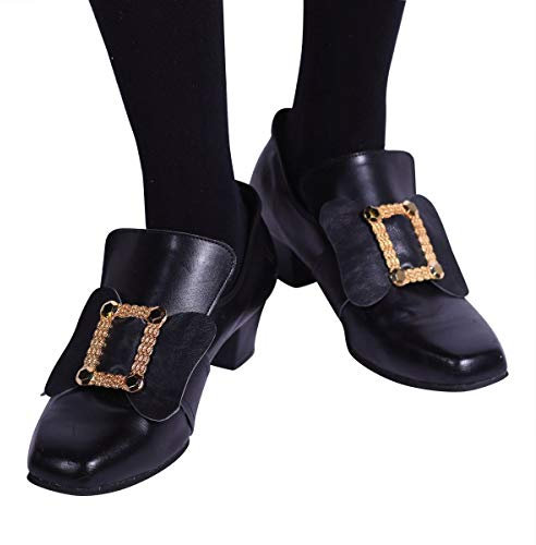 Thetru Schuh-Schnallen in schwarz/Gold | Schuhschnallen König-, Grafen-, Piraten-Kostüme zu Karneval und Fasching