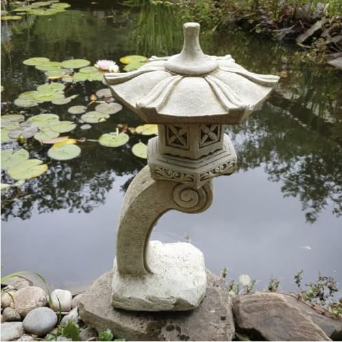 Oriental Pagoda Lantern Made From Reconstituted Stone Garden Ornament Kanji Design