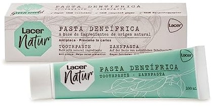 LACER NATUR Zahnpasta, 100 ml, natürlicher Ursprung, Anti-Karies und antibakteriell, antiseptisch, Antioxidans, mit Fluor, glutenfrei