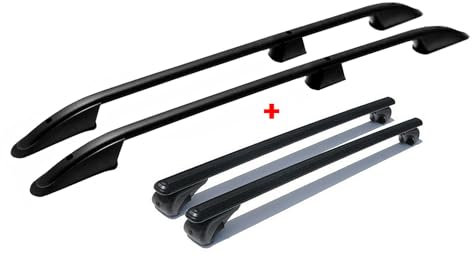 Dachreling + Dachträger für VW T5 T6 Transporter L2 Langer Alu Schwarz 4X