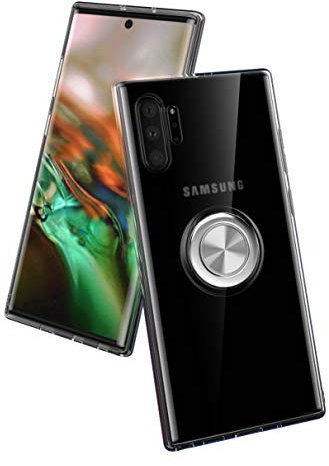 SORAKA Cover trasparente per Samsung Galaxy Note 10+/Note 10 Plus 5G con anello rotante a 360 gradi e piastra metallica per Supporto Auto Smartphone Magnetico,Custodia in TPU trasparente Ultrasottile