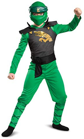 Disguise Lloyd Kostüm für Kinder Klassisches LEGO Ninjago Legacy Thema Kinder Charcter Jumpsuit Kindergröße Medium (7-8), Grün & Schwarz (106569K)