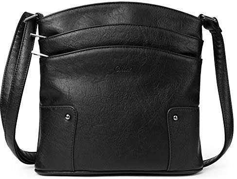 CLUCI Umhängetasche Damen Klein Crossbody Clutch Handytasche mit Geldbörse Schwarz