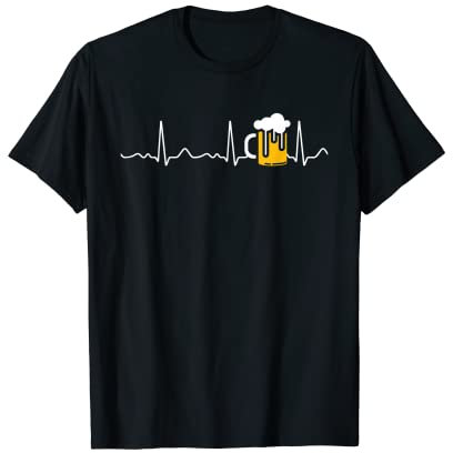 Bicchiere da birra/birra, linea cardiaca, battito cardiaco, cardiaco, cardiaco, ECG Maglietta
