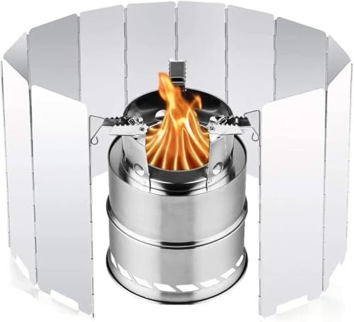Youery Parabrezza Fornelli da Campeggio Portabile 14 Piatti Pieghevole Stufa a Gas Attrezzi da Cucina Alluminio per I Fornelli All'aperto,Picnic,Griglia Outdoor,Campeggio