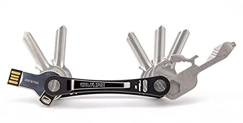 Yotei Spirit® Porte-clés Compact avec Clé USB et Multifonction – Key Organizer jusqu’à 14 Clés (Noir)