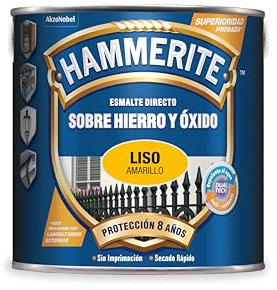Hammerite Esmalte directo sobre hierro y óxido, Liso Brillante, Color Amarillo, 2.5 L (Paquete de 1)
