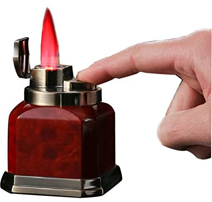 Briquet Torche de Table avec 4 Flammes à Jet Rouge, Briquets de Cuisine Rechargeables pour Allume-gaz, Allume-Bougie à Flamme Réglable pour Feu de Camp Barbecue (sans Butane),Red