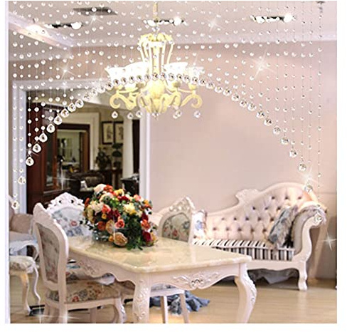 BANGHA TüRvorhang 2 stücke Kristall Glasperlenvorhang Luxus Wohnzimmer Schlafzimmer Fenster Tür Hochzeit Dekor Bogenschmetterling Diamant String Vorhang □□□□□ Perlenvorhang (Color : Clear 1M)