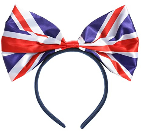 Union Jack Bow Headband – British Flag Bow on Headband for King’s Coronation, VE Day, Street Parties, and British Events – Perfect Fancy Dress Accessory