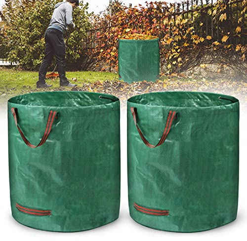 Aufun Gartensäcke Gartenabfallsack mit Griffen, 272L Laubsack für Gartenabfälle, UV-Stabil und Wasserabweisend, selbststehend und faltbar, für Gras Laub Gartenabfall Grünschnitt (2er set)