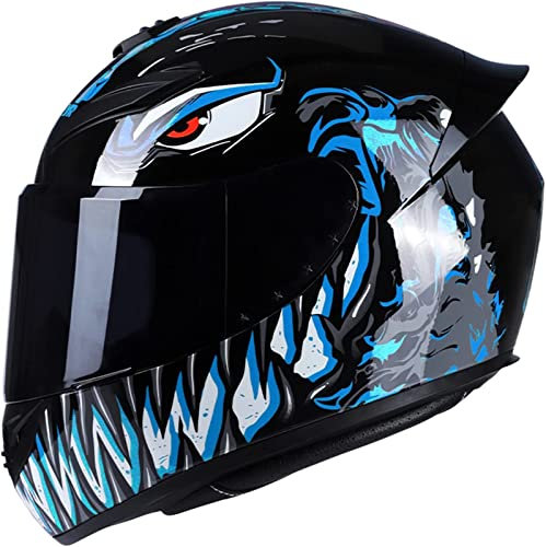 Motorradhelm, Motorradhelm Integralhelm Rapid Street Helm Unisex Erwachsene Cool Four Seasons Street Touring Motorradhelm,Blau,XXL