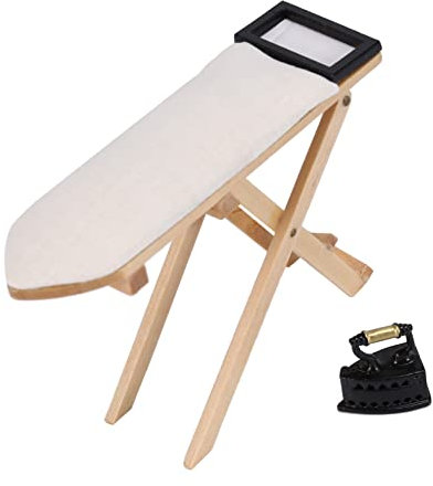 Piarktoy Carino scala 1: 12 da stiro in miniatura con asse da stiro incluso