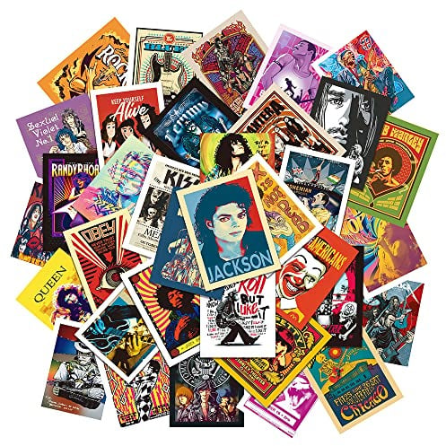 Retro Music Stickers 50pcs,Aesthetic Decoration Water Bottles Vinyl Stickers for Scrapbook,Laptop,Kid,Teen,Girl