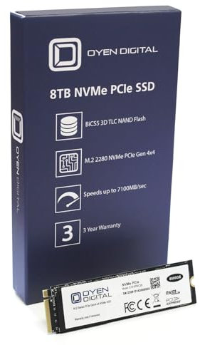 Oyen Digital Unità SSD a stato solido NVMe M.2 2280 Gen4 PCIe TLC da 8 TB