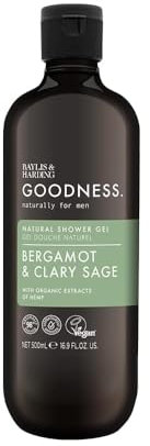 Baylis & Harding Men's Natural Shower Gel 500 ml Goodness Bergamot & Clary Sage - Vegan