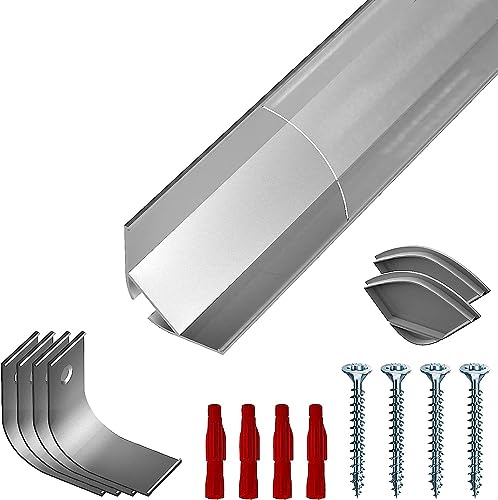 NITO Eckprofil Aluminium eloxiert 2 x 2 m Transparente Licht-Voute Alu Kanal für LED Streifen inkl. Montageclips + 2x Endclips Aluprofil für Stripes bis 20mm Breite