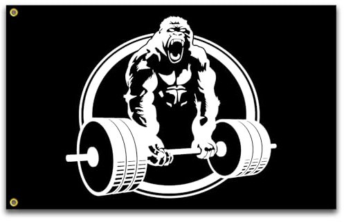 siixoi Gorilla Gewichtheber-Flagge, 90 x 150 cm, motivierende Fitness, inspirierende Flaggen für Zuhause, Fitnessstudio, Schule, Wand, Garage, Flagge, Banner, Dekoration, DPOIS-0828