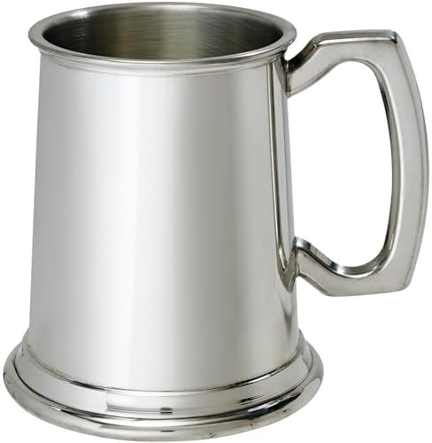 Pewter Tankard Half Pint Plain Body Square Handle Pure Pewter Beer Tankard Perfect for Engraved Personalised Gifts for Men and Women