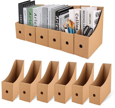 APACALI 12PCS Porte Revues en Carton A4 pour Bureau, Dortoir Scolaire, Classification Fichiers Domicile - Papier Kraft