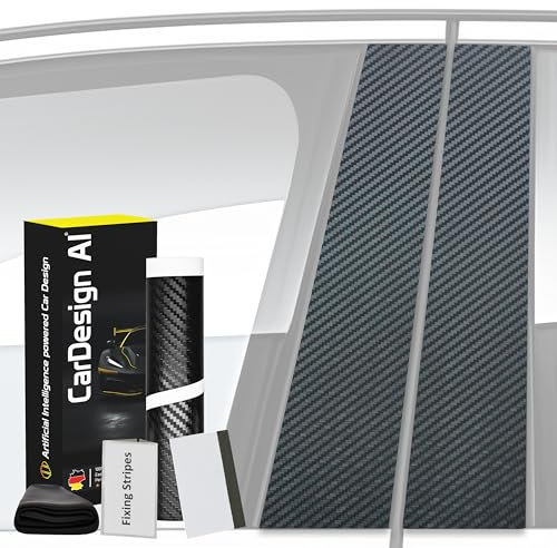 Dekor Zierleiste passend für VW Golf 8 VIII 2019-2027 (5-Türer, Kompakt): Lackschutzfolie für B- C-Säule Blende Abdeckung Links/rechts Vordertür/Hintertür (Carbon-Design)