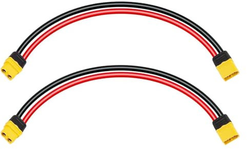 LYNNRICK 2PCS XT60-Verlängerungskabel 12AWG 1FT XT60-Auf-XT60-Kabel mit Stecker-Auf-Buchse-Stecker für Solarpanel-RC-Batterie-Ersatzteil-Zubehör