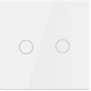 Matter Interruptor de pared inteligente, Panel táctil de vidrio, funciona con Homekit& Alexa, Control de aplicaciones y voz, Timing, EU 10A (2 gang)