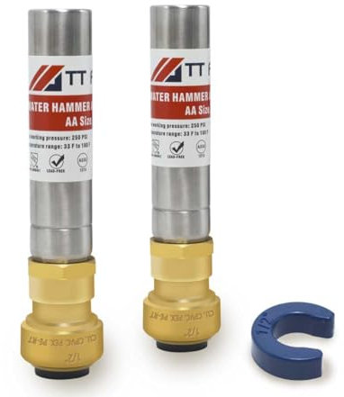 TT FLEX 2 Stück Edelstahl-Wasserschlag-Arrestor 1,27 cm Push to Connect Pex Kupfer CPVC Push-Fit Hammer Arrestor