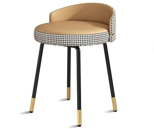 FAANAS Vanity Stuhl Ohne Räder, Mid Century Modern Faux Leder Sessel Stuhl Gepolsterter Drehstuhl mit Metallbeinen für Wohnzimmer und Schlafzimmer, Orange