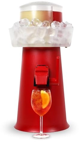 Sprizzer - Aperol Spritz Maschine für Spritz, Dispenser und Mischer mit Eisbehälter für Aperitif, Manuelle Abgabe ohne Elektrizität oder Batterien, Einfach zu Bedienen, Rot, Made in Italy