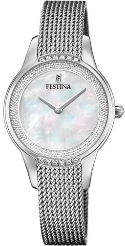 Festina Damen Uhr Analog Edelstahl 316L Silber - Quarzwerk - Mineralglas hochresistent - 5 ATM wasserdicht F20494/4 - Mademoiselle